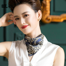 春夏秋印花真丝素绉缎丝巾女便捷磁扣项链薄款100桑蚕丝丝巾1012