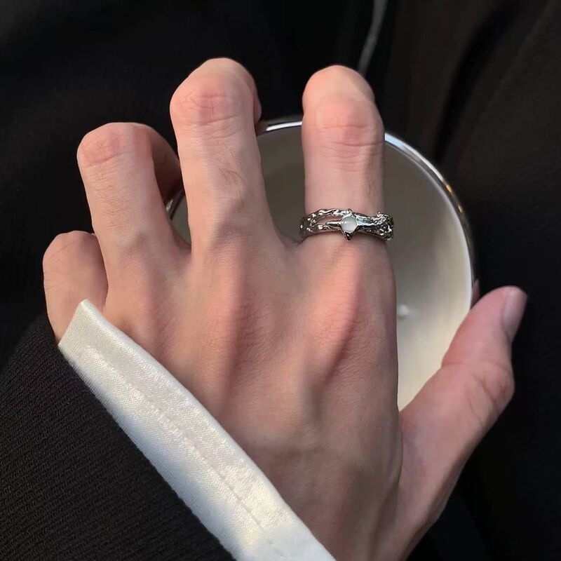白月光星芒戒指男女潮清冷风小众设计高级感不规则开口可调节戒指|undefined