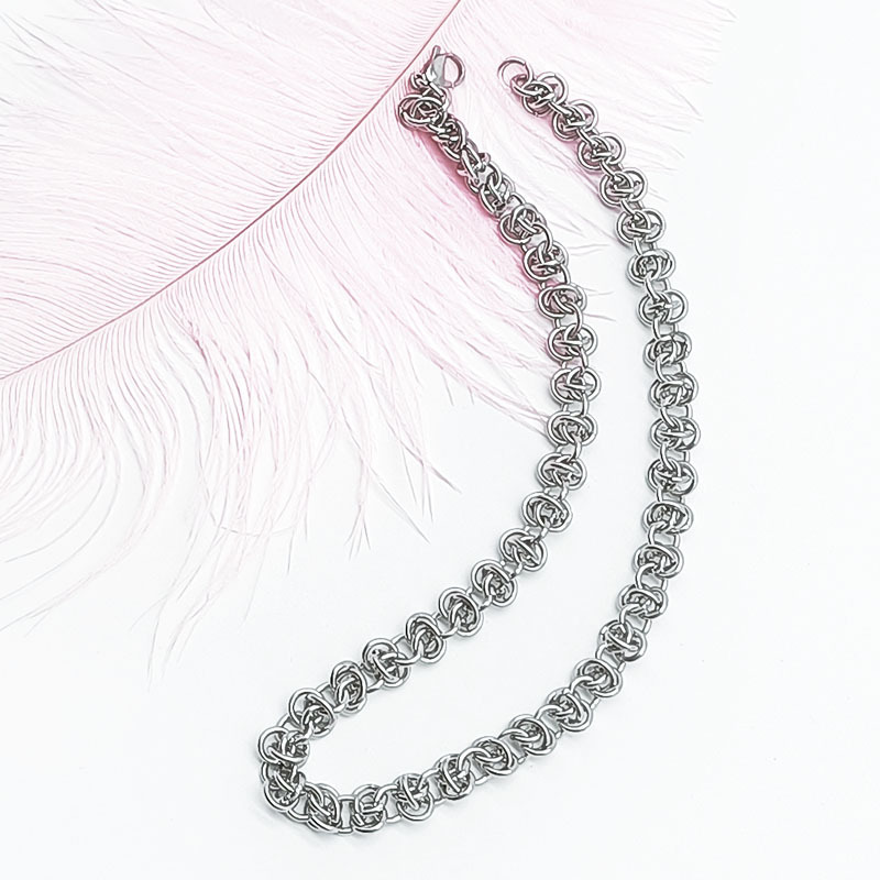 Female non embroidered ring interlocking necklace, titanium steel men's and women's jewelry, O-shaped matching chain_voghion.com
