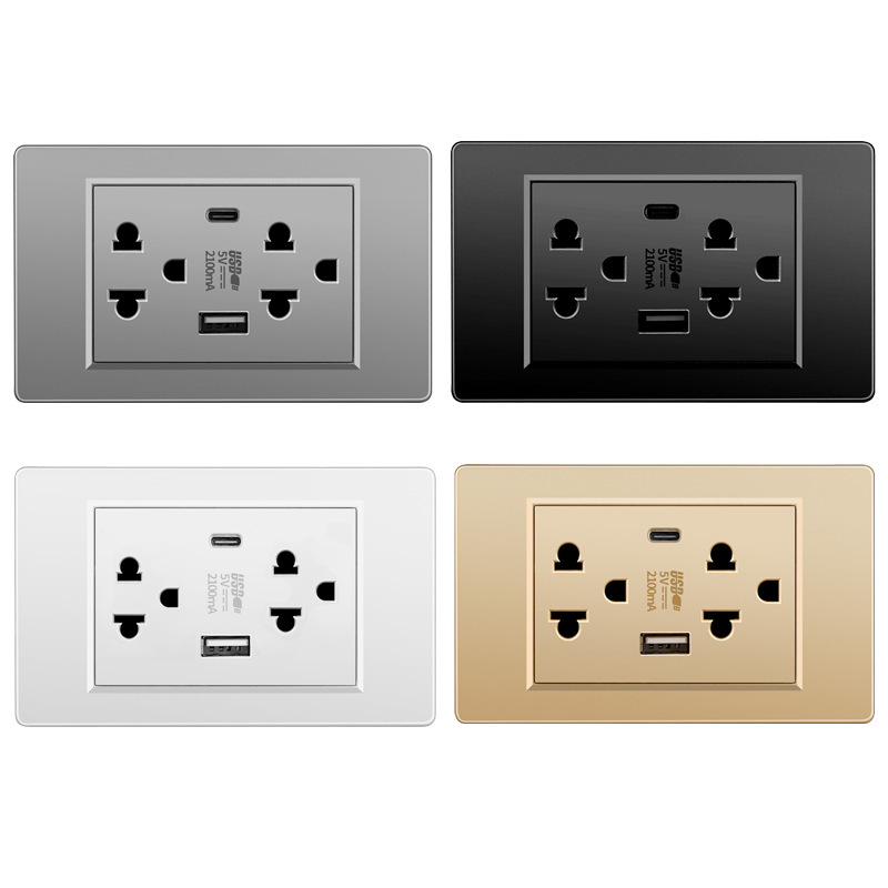 Tailandia estándar estadounidenses panel de carga typec doble USB tailandés de seis orificios enchufe Vietnam Ecuador 16A transfronterizo