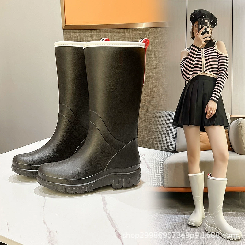 Модные высокие резиновые сапоги женские сумки корейские водонепроницаемые туфли женские нескользящие автомойки дождевые туфли на кухне рабочие бахилы резиновые туфли