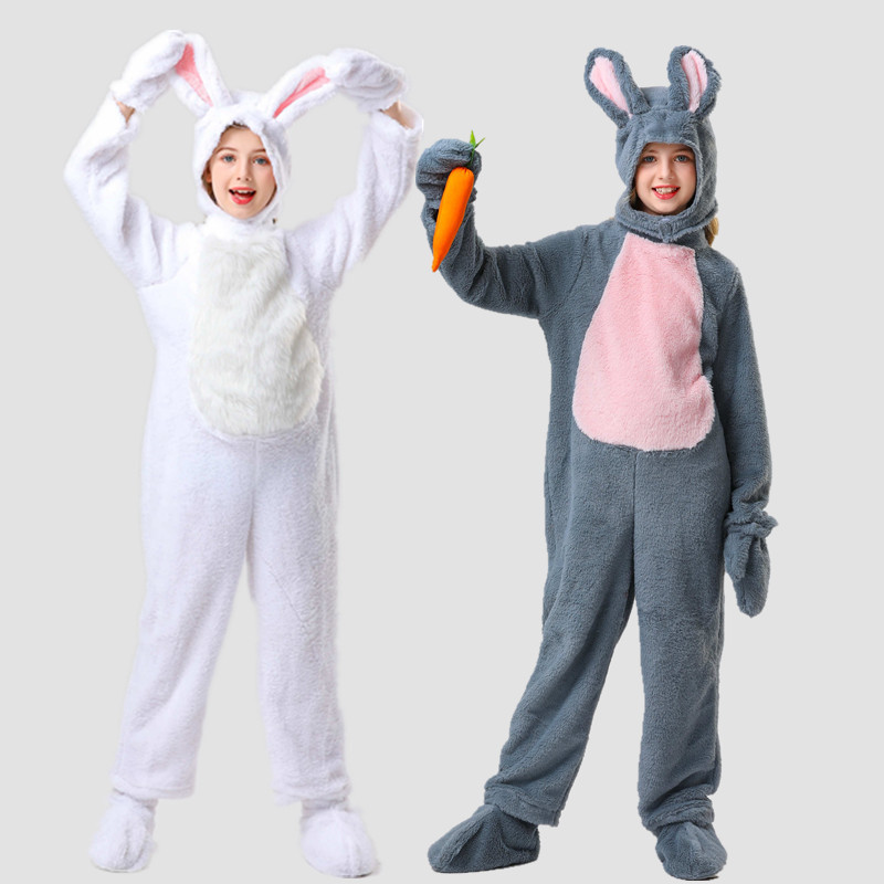 New Children's Animal Costume Grey Rabbit Performance Costume Halloween June 1 Party One-piece Costume White Rabbit Performance Costume