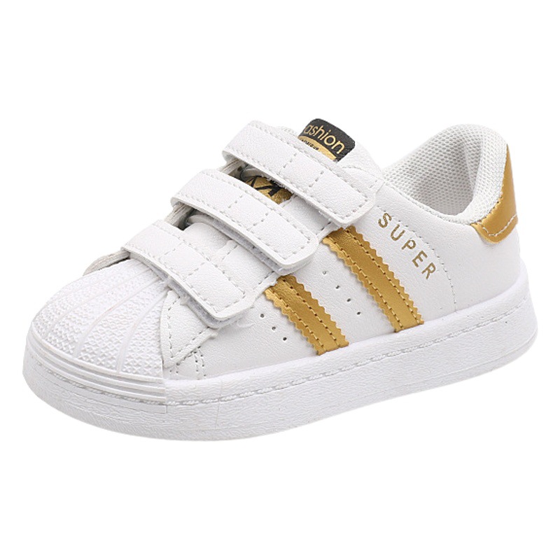 Zapatos infantiles al por mayor, zapatillas deportivas con puntera de concha para niños y niñas, primavera y otoño, zapatos casuales blancos para bebés, zapatillas de suela blanda, modernas
