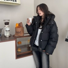 2025新款冬季宽松棉服韩系小个子连帽短款加厚可爱棉衣外套黑色