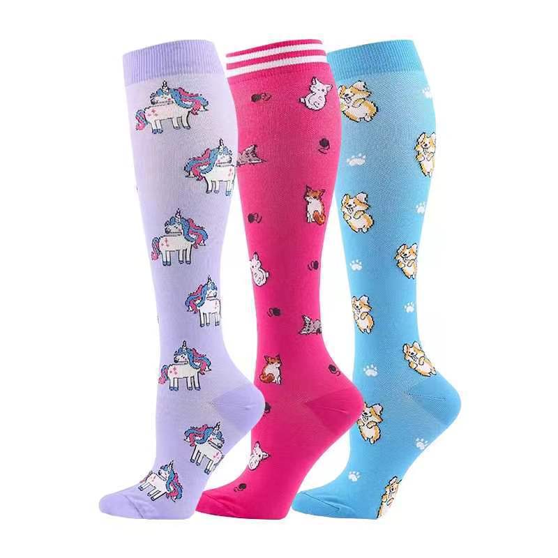 Calcetines de compresión transfronterizos Calcetines de pantorrilla Calcetines elásticos Deportes Ciclismo Correr Calcetines de yoga Calcetines de compresión de tubo largo para hombre Spot para mujer