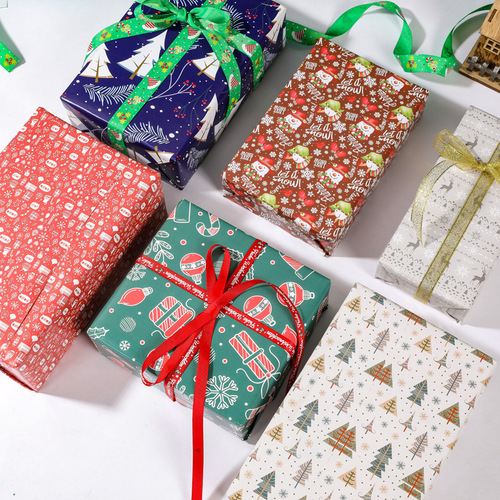 Packaging paper Christmas gift paper gift bunch box packaging new cross-border thick in stock wholesale custom