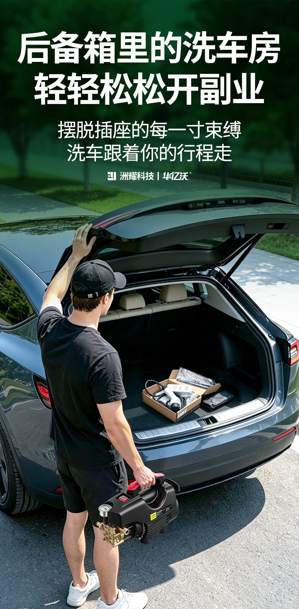 New energy external discharge high-pressure cleaning machine 220V powerful floor and car washing water gun, portable outdoor car washer for home use
