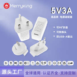 5V3A电源适配器单USB-A输出可转换头 折叠专业出口欧美高端市场