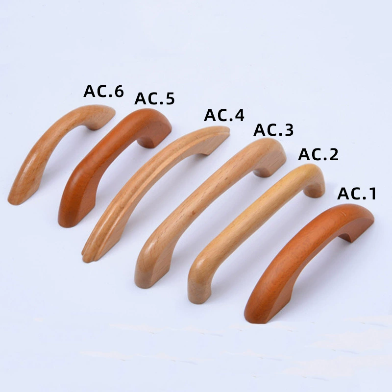 铭固 Hardware solid wood handle double hole wooden cabinet door handle drawer wood bow handle beech handle