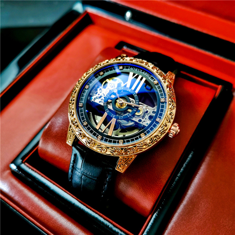 Ogulas AOKULASIC reloj mecánico automático para hombre reloj de doble cara hueco tallado impreso 2120 Star Yao