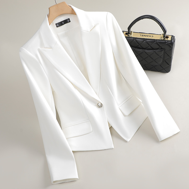 White Small Suit Jacket Women's 2025 New High-end Sense Small Slim-fit Seven-sleeve Suit Top Summer Thin