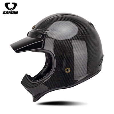 Motorcycle Carbon Fiber Fiberglass Retro: Motosiklet kaskı (dəbilqə) - carbon-fiber-bright-s