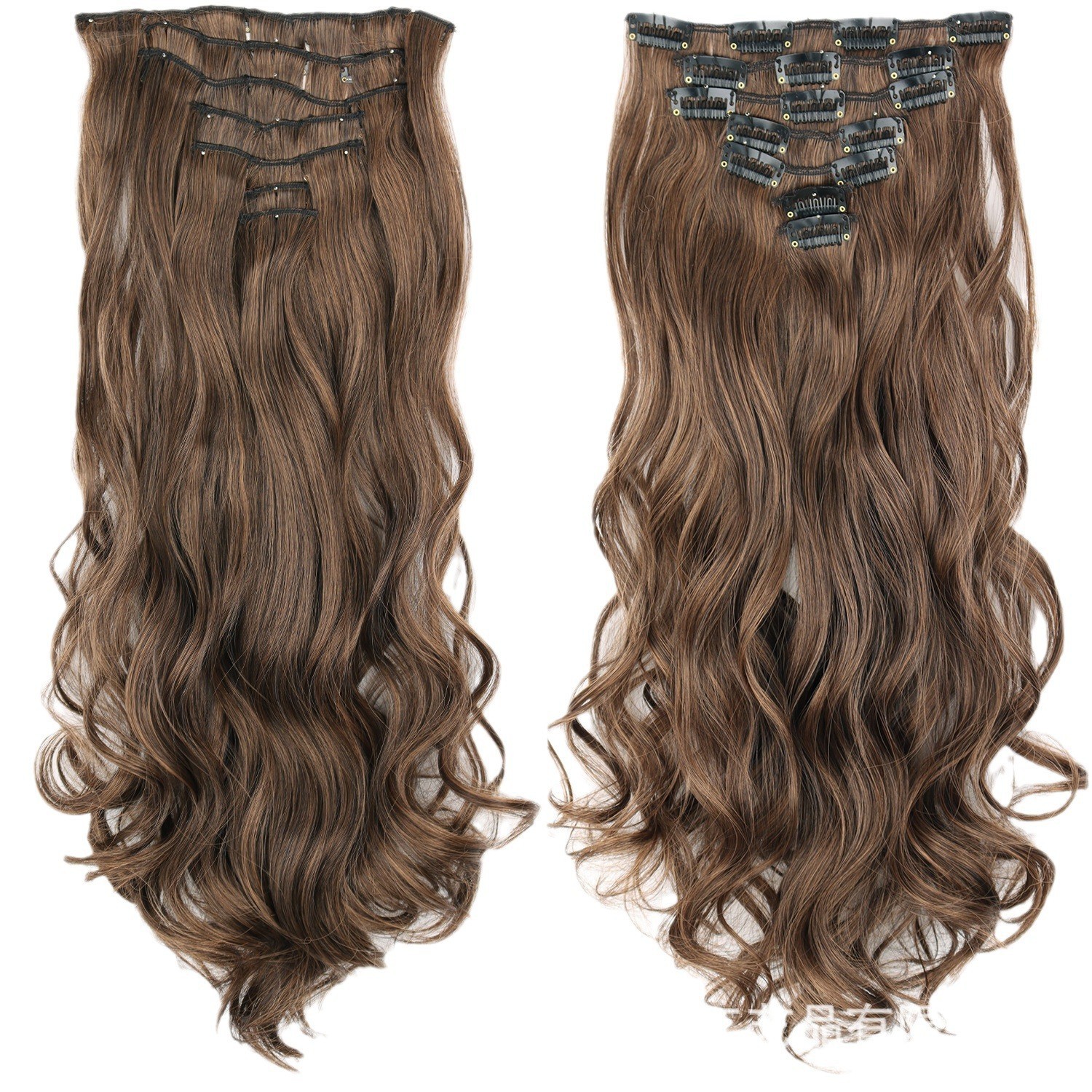 Extensión de Cabello Rizado con Clips BB Set de 7 de Fibra Térmica, Invisible, para Mujeres