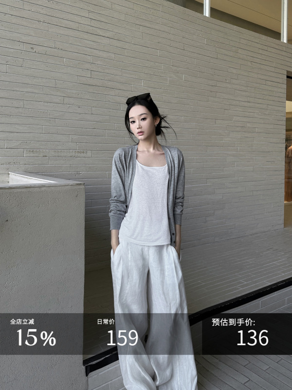 5werkwen 四色百搭王 斜扣开衫外套春夏别致高级感长袖针织衫|undefined