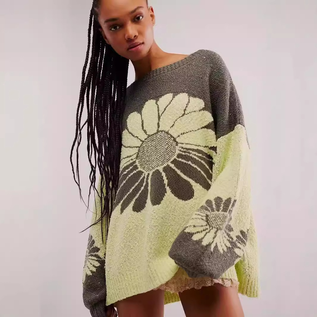 Women's Clothing New floral sweaters, loose and comfortable wool sweater trend 2024_voghion.com