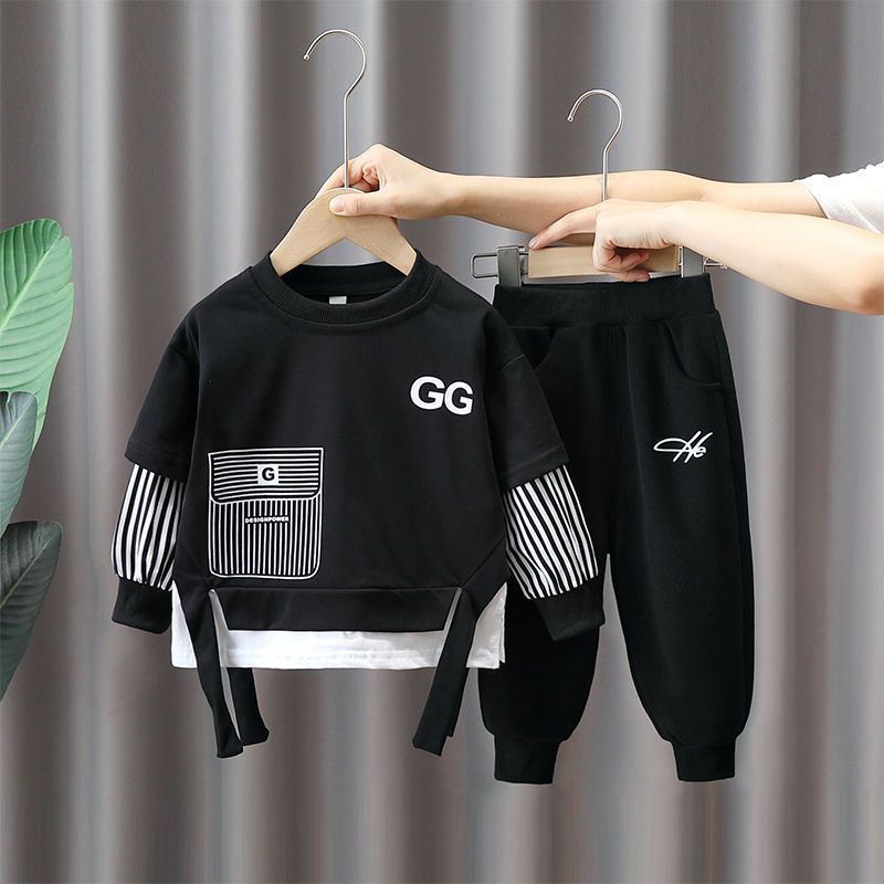 男の子スーツ春と秋 2025 新しい子供のハンサムなファッション服トレンディなベビー春インターネットセレブスタイルスウェットシャツ|undefined
