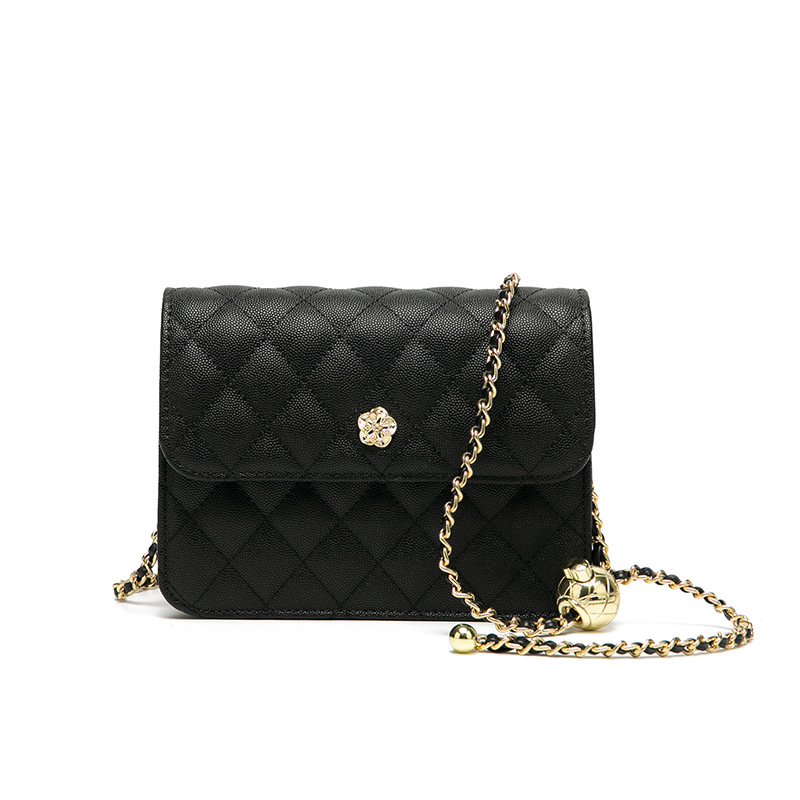 2024 Borsa piccola con catena dorata a forma di pallina dorata alla moda quadrata in tinta unita versatile 2024, design unico, spalla singola_voghion.com