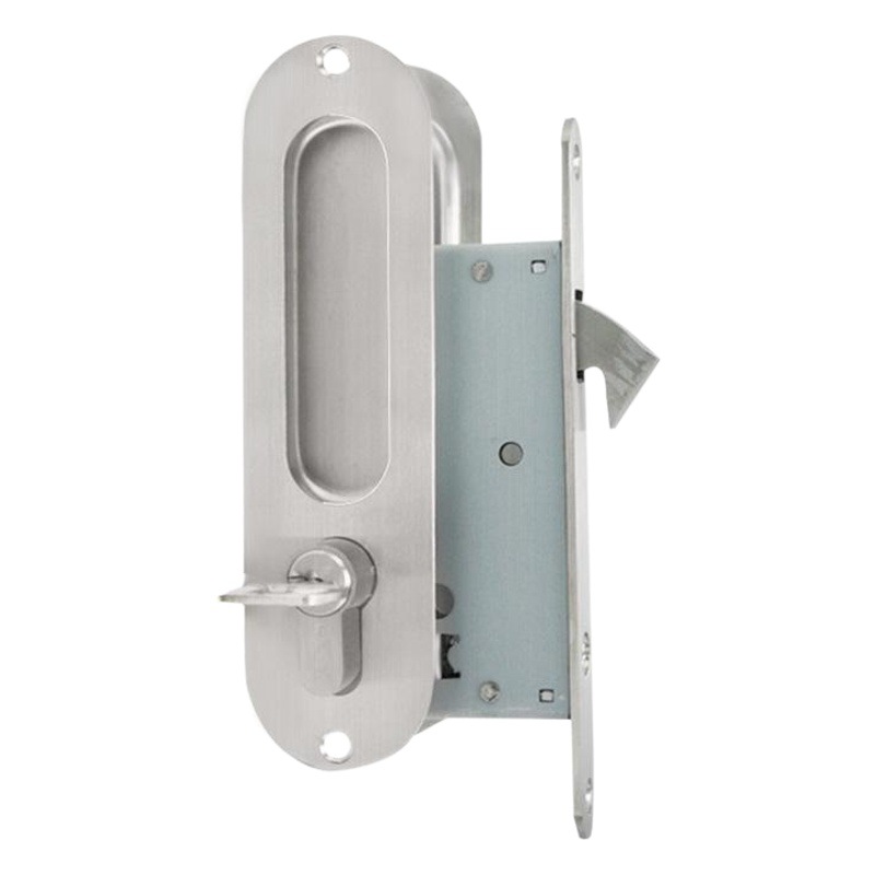 Venta al por mayor 304 puerta corredera de acero inoxidable cerradura oculta cocina puerta de madera puerta corredera cerradura de gancho único accesorios de hardware de la puerta móvil