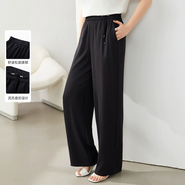 Великое шоу большого размера женская мода изысканная пряжка эласткая талия свободная тонкая повседневная брюки толстый мм летняя новая