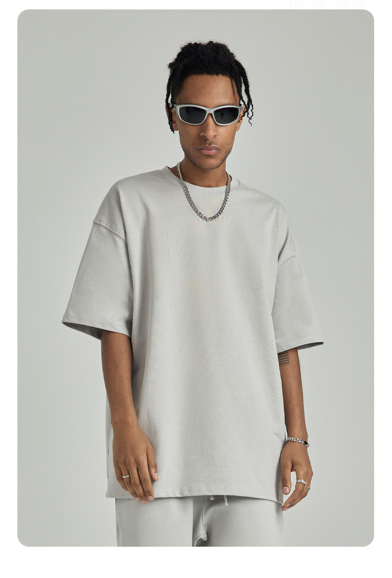 287g Weight Short Sleeve Sleeve Length Pullovers Placket Type Drop Sleeve Sleeve Type Cotton Fabric Type Long Top Length T-shirt Tops Type Daily Occasion Round Neck Neckline Breathable Function Loose Fit Type Solid Color Pattern Summer Season Men's Gender Casual Style Wholesale Men's Casual Solid Color Short Sleeve Men's Tops 4