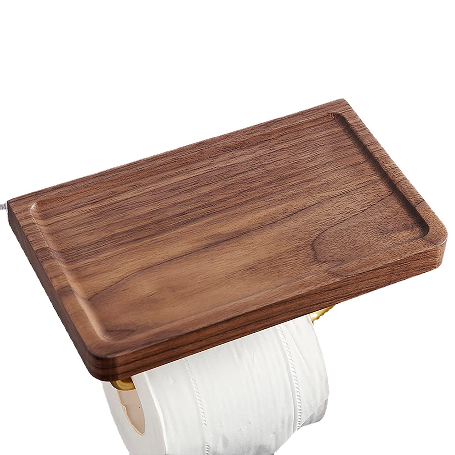 Titular de tejido de nogal negro baño Hotel inodoro rack de almacenamiento titular de papel higiénico rollo de papel titular de papel colgante de pared soporte de papel de madera maciza