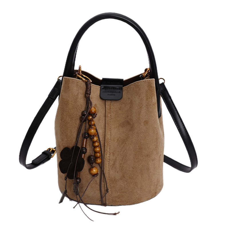 Cross-border 2025 invierno nuevo retro bolso de lona de seda bolso de cubo bolso de hombro de alta calidad para mujeres bolso de transporte