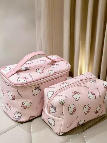 New Kitty Cute Large-Capacity Portable Storage Handbag Travel Toiletry Makeup Bag Three-Dimensional