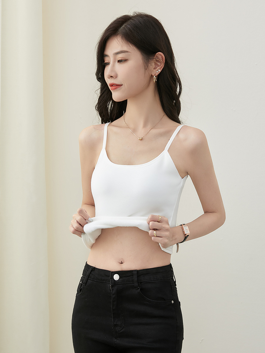New Autumn and Winter Short Suspbottomer Velvet Vest for Women Thickened Inner Warm Slim Suit Bottoming Top