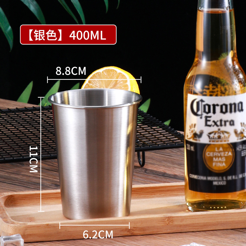 304 단일 레이어 맥주 컵 400ml 실버