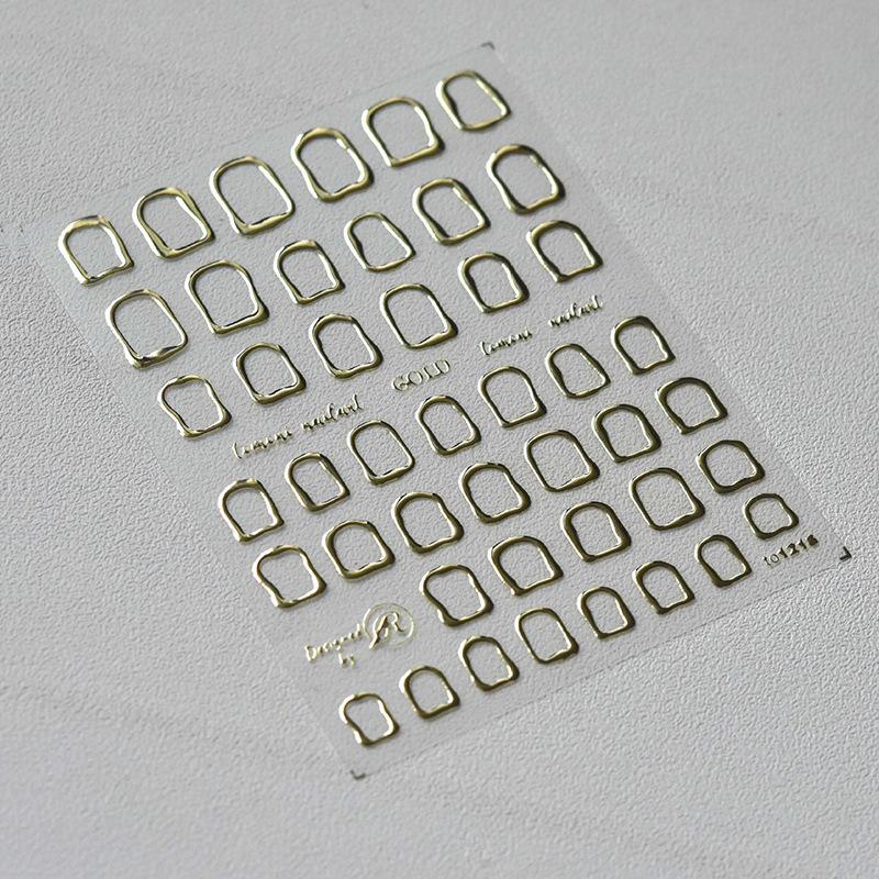 Manicura Internet celebridad anillo de metal hueco japonés popular láser oro y plata metal ultrafino dorado tridimensional marco de fotos irregular