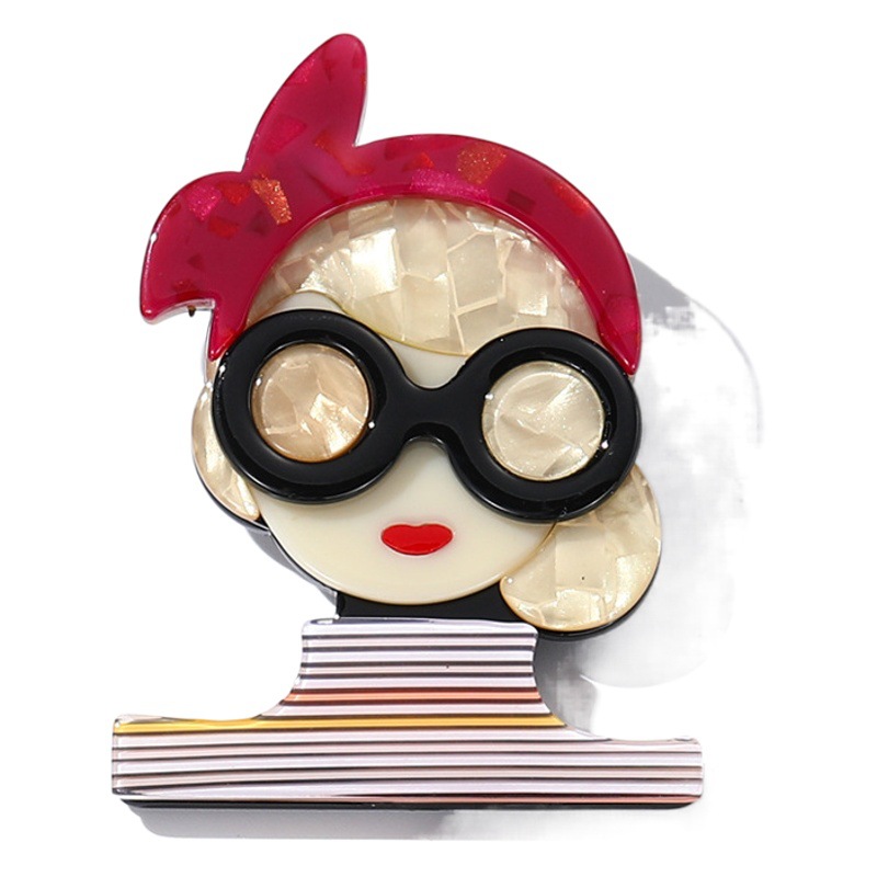 Azul núcleo de dibujos animados transfronterizos bowknot broche de mujer broche broche accesorios de ramillete decoración de joyería accesorios de acrílico colgante