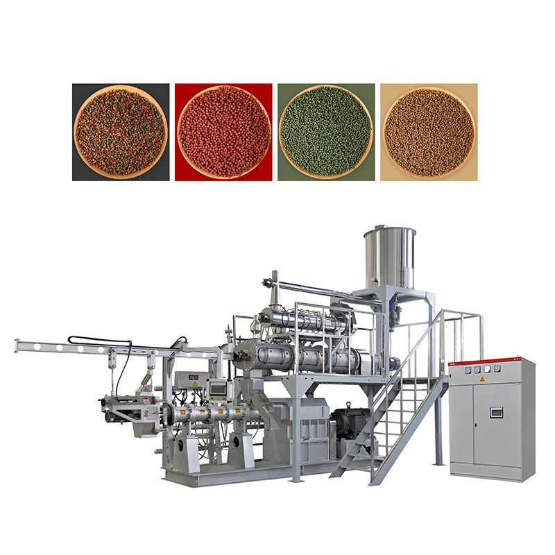 乌兹别克斯坦时产1-5吨膨化鱼饲料生产线机械 双螺杆挤出机