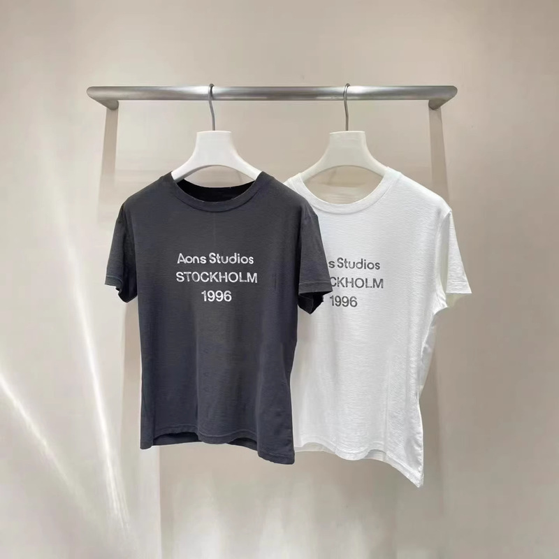 Nanyou Quality 2026 Early Spring New Style 1996 Letter Print Distressed Round Neck Regular Shoulder Cotton Linen Short Sleeve Women's T-Shirt Nanyou Quality 2026 Early Spring New Style 1996 Letter Print Distressed Round Neck Regular Shoulder Cotton Linen Short Sleeve Women's T-Shirt