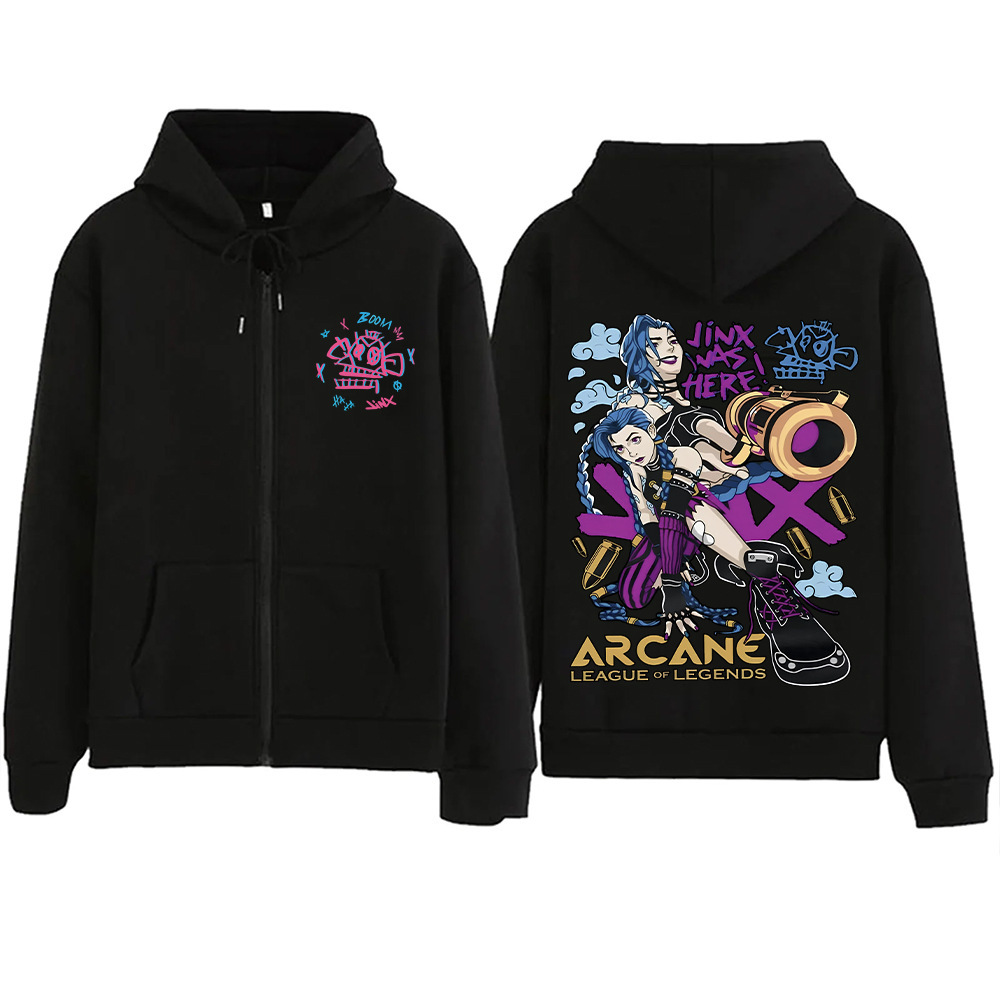 Arcane-Jinx Graphic Zipper Hoody Men Women Hip Hop Fashion