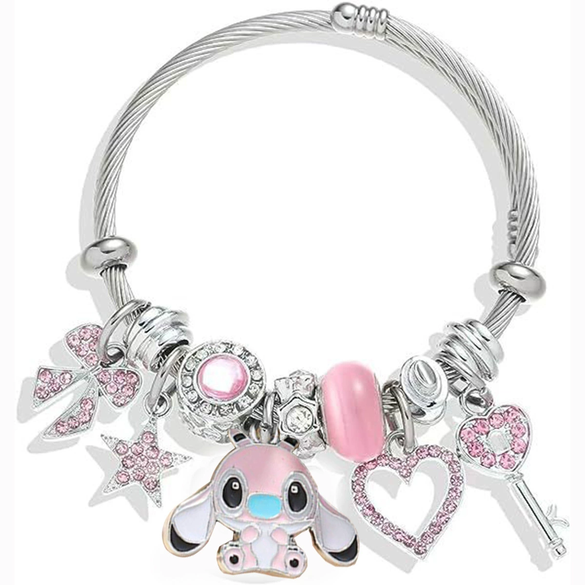 Браслет (Hello Kitty) браслет с подвесками из нержавеющей стали, мультяшные подвески, милые розовые акценты