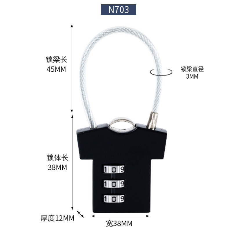 Same Style Heart Lock, Heart-shaped Lock, Wholesale Password Lock Steel Wire Rope Lock, Multi-color Choice Couple Pendant