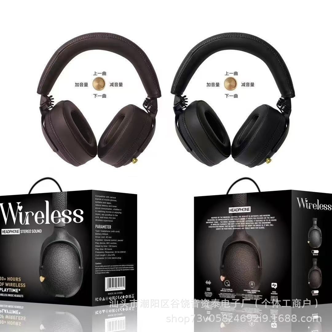Cross-Border Model Moomuier 4Th Generation Major2 Head-Mounted Wireless Bluetooth Headphones with Heavy Bass, Rock, Retro, Universal