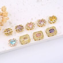 18k����ɫ�Ƕ���ʯ�A���������U�ն�׸��鴮��diy������