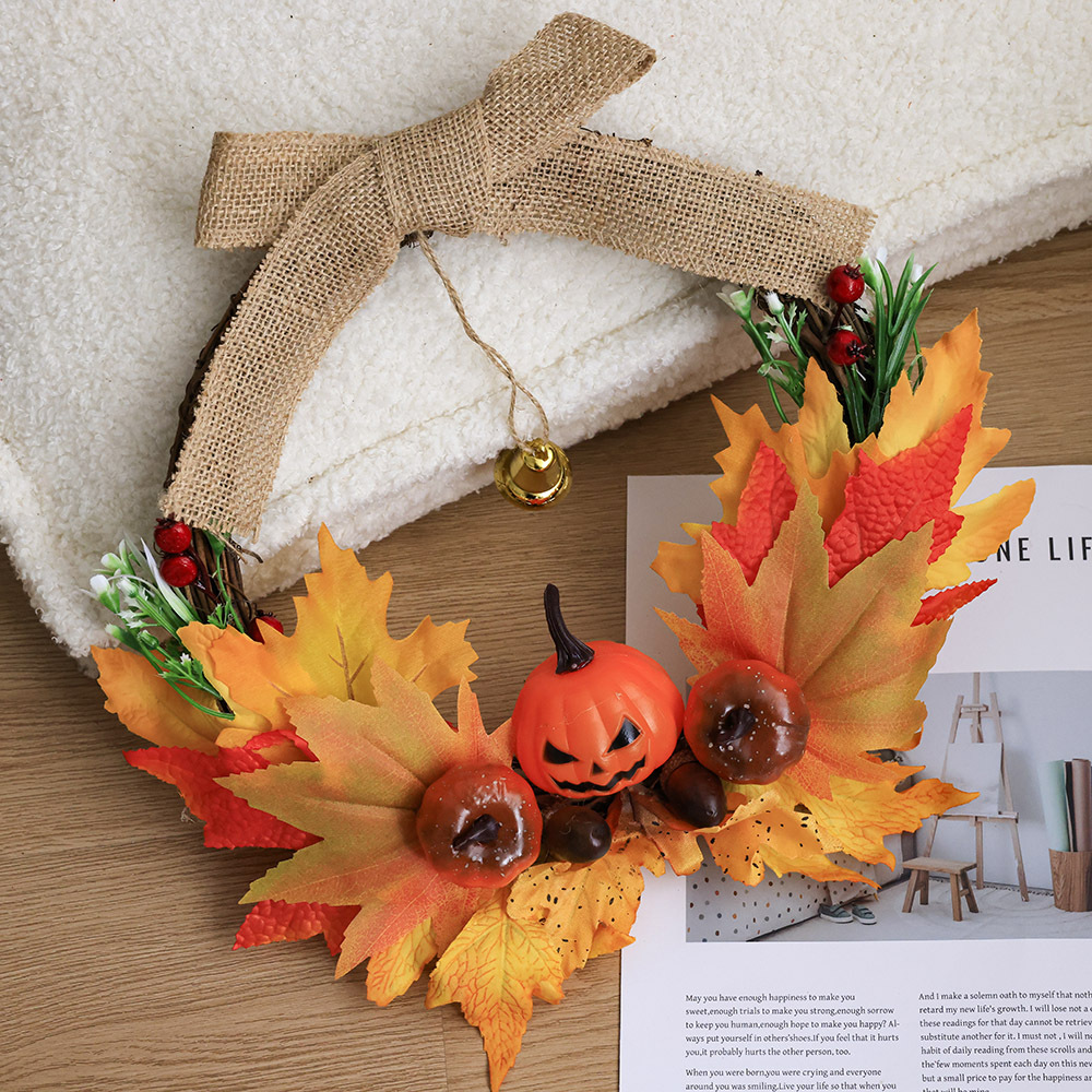 Decoración de Halloween guirnaldas de otoño guirnaldas de arce calabazas decoraciones de puerta colgantes regalos de Acción de Gracias