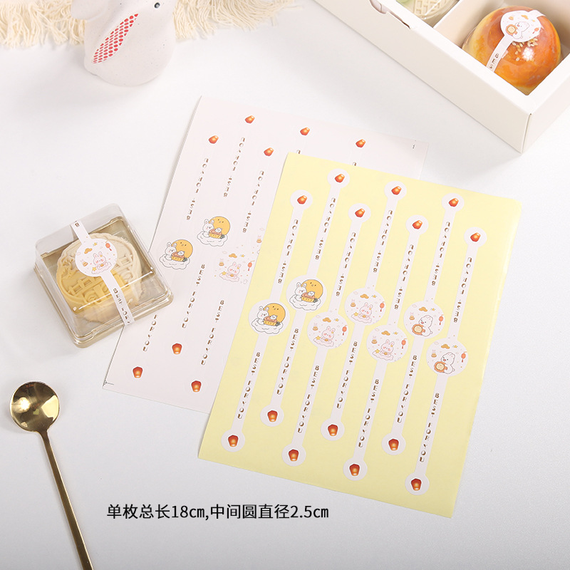 Nuevo Medio otoño pastel de Luna embalaje pegatinas yema de huevo crujiente sellado pegatinas reloj largo lindo conejo etiqueta Decoración