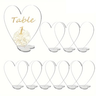 Transparent Blank Heart-Shaped Acrylic Table Number Seat Card Wedding Party Birthday Party Seat Card Table Sign