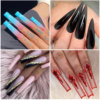 Extra-long fake nails for manicure, transparent denim nail stickers, 240 pieces, wholesale