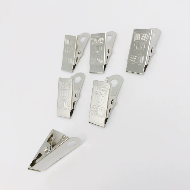 Оптовая продажа металлических держателей для ID-карт и бейджей от производителя, с английской гравировкой, пружинным железным зажимом, противоскользящие.