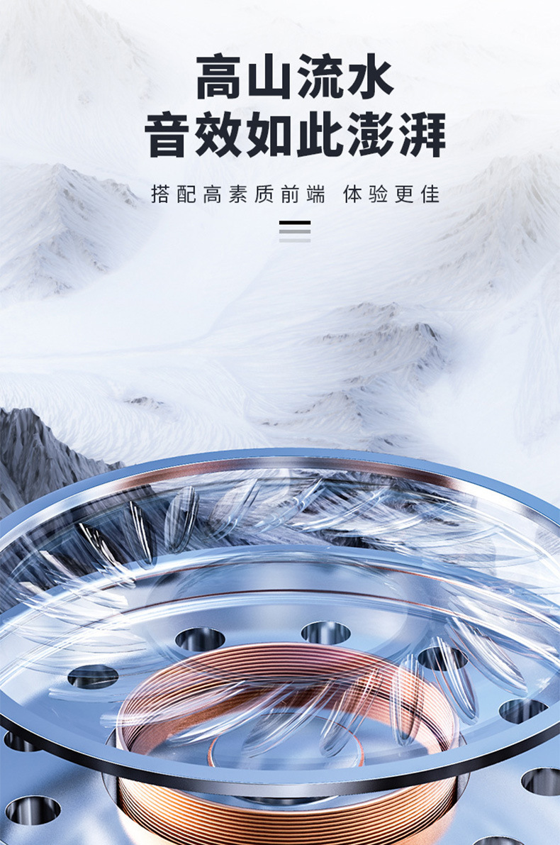 Key-controlled ear-return wired headphones suitable for live karaoke streaming, binaural flat-ear headphones with wire control for gaming and music