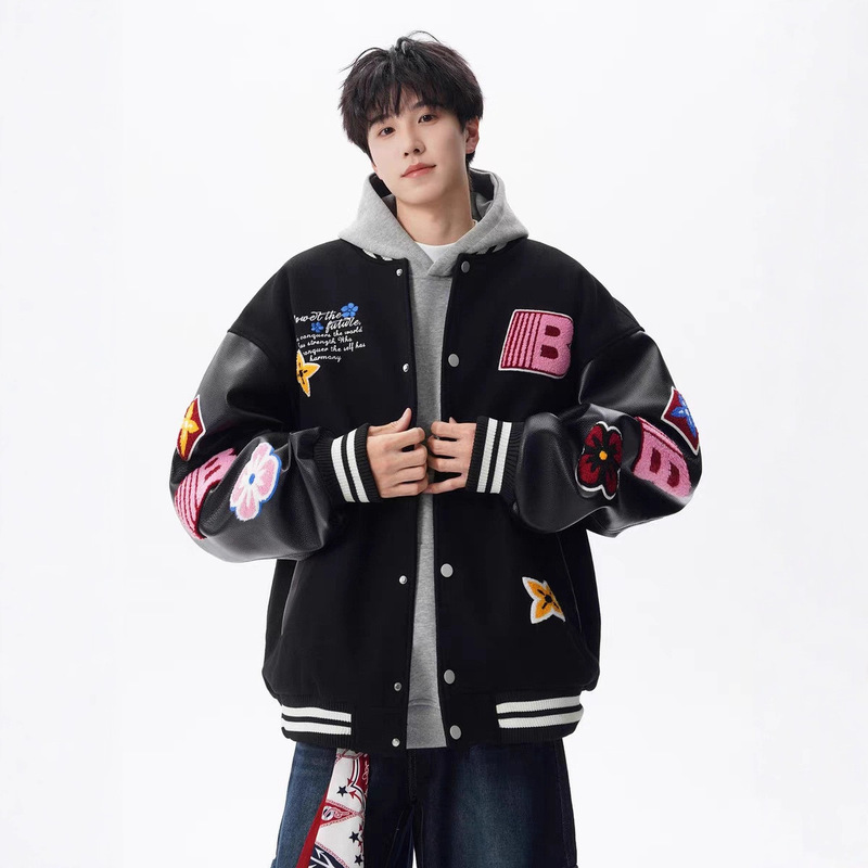 American-Style Color-Blocking Baseball Jacket 2026 Autumn Jersey Style Embroidered Cool High Street Casual Couple Jacket Coat