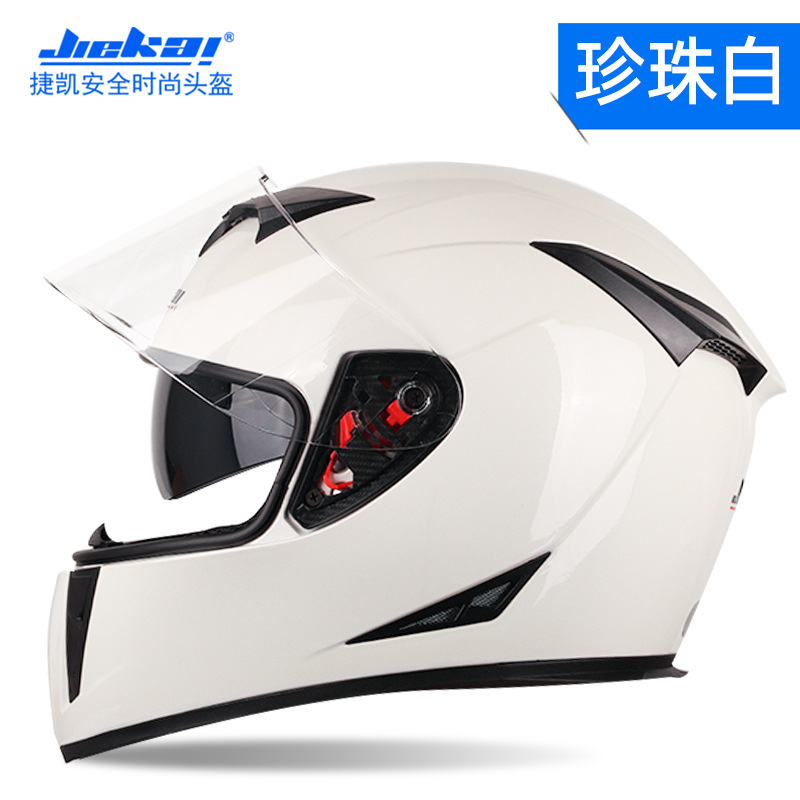 Casco de motocicleta eléctrico Jiekai para hombres y mujeres, tipo de casco completo, seguridad de carreras de locomotoras de cuatro estaciones frescas (modelos de comercio exterior)