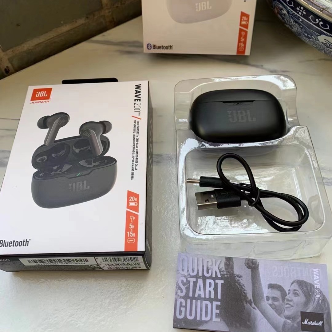 For JBL W200TWS True Wireless Bluetooth Headset Music Sports Band Mai Talk Sound Insulation Subwoofer Earplugs