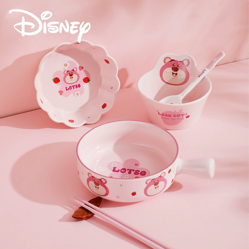 Ceramic Tableware (Disney) Strawberry Bear Spoon & Bowl Set, Handle Mug, Gift Box