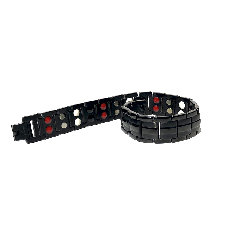 Estilo clásico transfronterizo de acero inoxidable tortuga forma de pulseras negras chapadas de doble fila de imán para niños