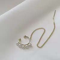 Корейская версия серебряных игл ушных гвоздей индивидуальность минималистская цепочка женская маленькая жемчужная темперамент супер сказочные серьги